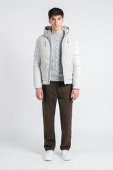 GIUBBOTTO IMBOTTITO CON CAPPUCCIO VELLUTO GRIGIO GHIACCIO